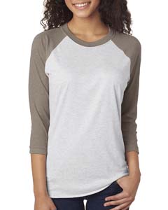 Next Level 6051 Tri-Blend 3/4-Sleeve Raglan T-Shirt in Vintage Gray/Heather White Size Medium | Ringspun Cotton NL6051