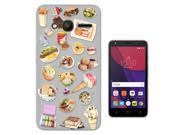 Alcatel Pixi 4 (4 Inch) Gel Silicone Case All Edges Protection Cover C0275 - Collage Food Ice Cream Cupcake Doughnut Macaroon Waffle Peanut Butter