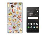 Huawei Ascend P9 Plus 5.5'' Gel Silicone Case All Edges Protection Cover C0275 - Collage Food Ice Cream Cupcake Doughnut Macaroon Waffle Peanut Butter