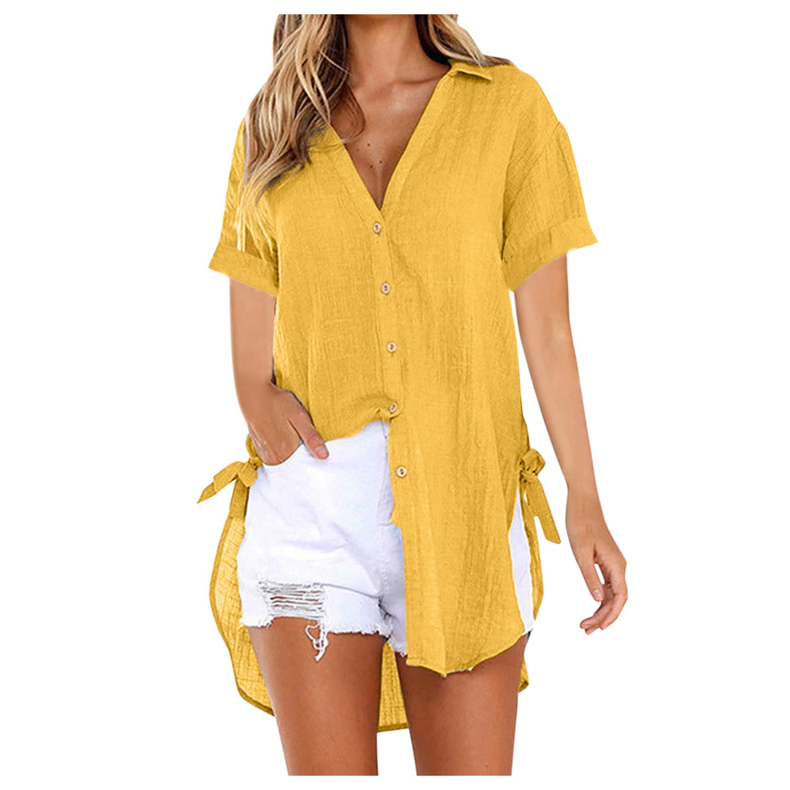 GWAABD Teacher Sweatshirts for Women T-Shirt Casual Blouse Ladies Long Womens Dress Loose Cotton Shirt Tops Button Women S Blouse
