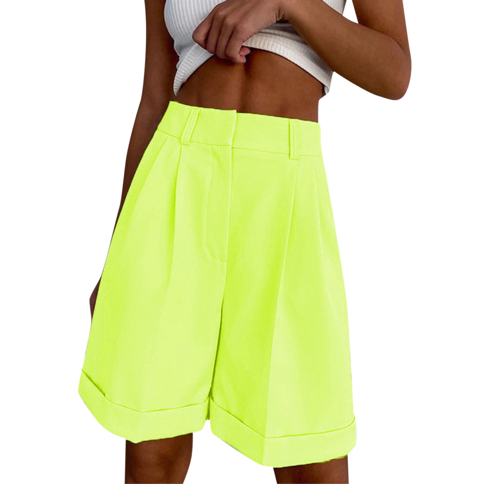 GWAABD Women S Casual Stretch Pants. Women Fashion Casual Multicolor Suit Shorts Zipper Pocket Solid Color Cropped Shorts