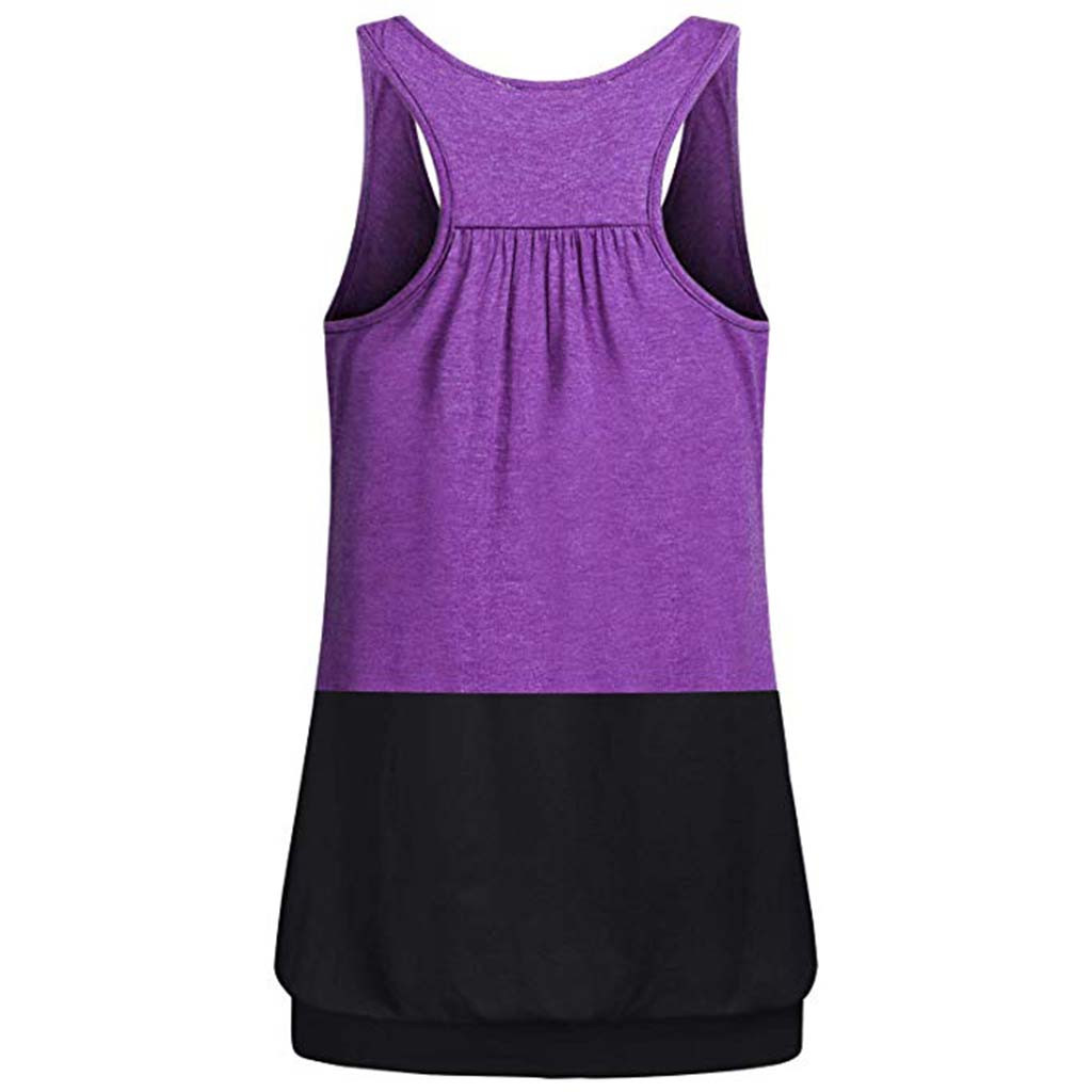 CLZOUD Strap Crop Cami Tank Purple Womens Sleeveless Round Neck Wrinkled Loose Racerback Workout Tank Top Blouse L