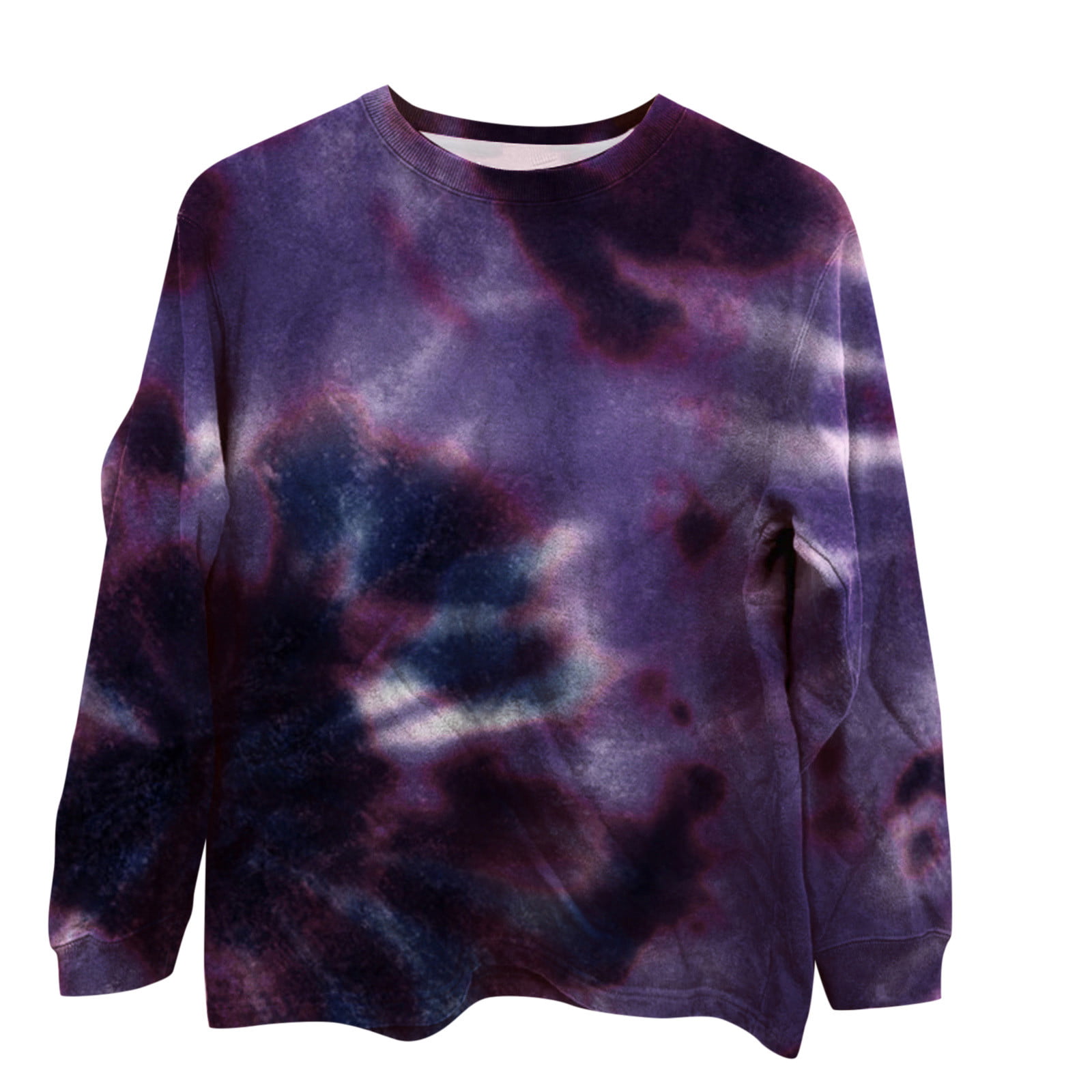 GWAABD Womens Crewneck Sweatshirt Vintage Ladies Casual Spring and Autumn Tie Dye Round Neck Long Sleeve Hoodless Sweatshirt