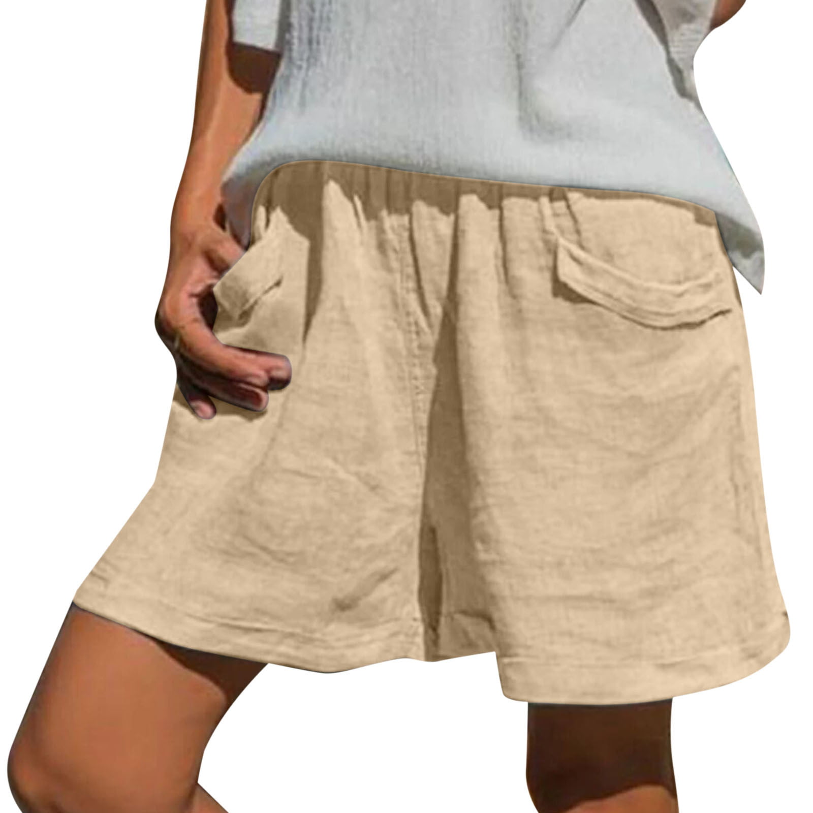 GWAABD Rodeo Outfit for Women Womens Summer Basic Loose Comfy Shorts Solid Elastic Waist Casual Pants with Pockets