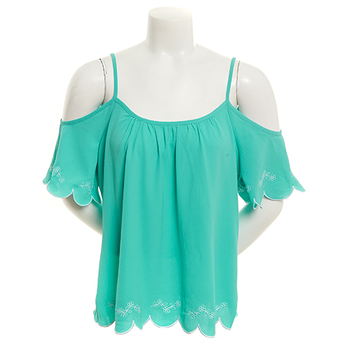 Juniors Heart Soul Cold Shoulder Top M, Mint/white