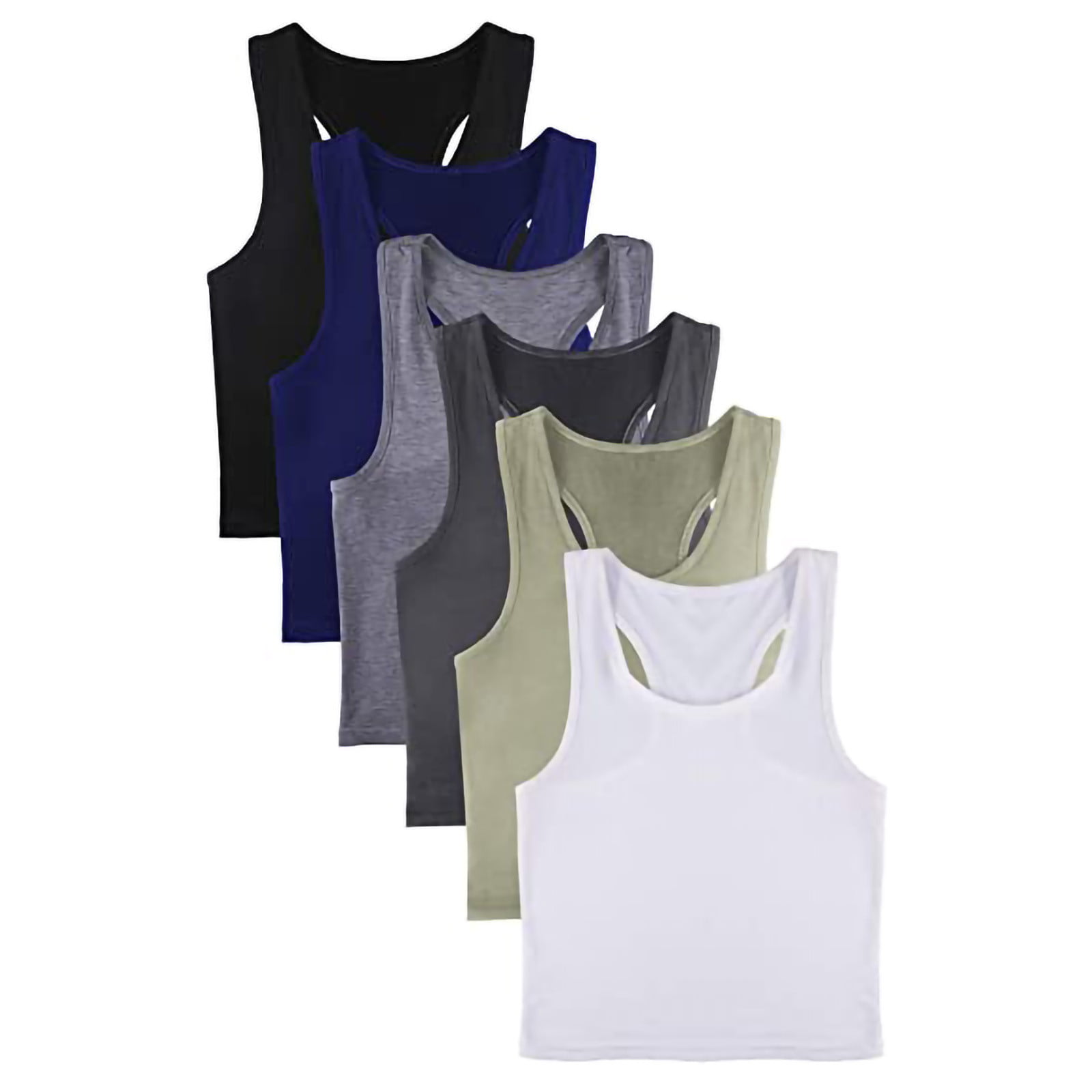 CLZOUD Womens Compression Tank Top Multicolor Women S Tops 6 Pieces Basic Crop Tank Tops Sleeveless Crop Sport Blouse Xxl