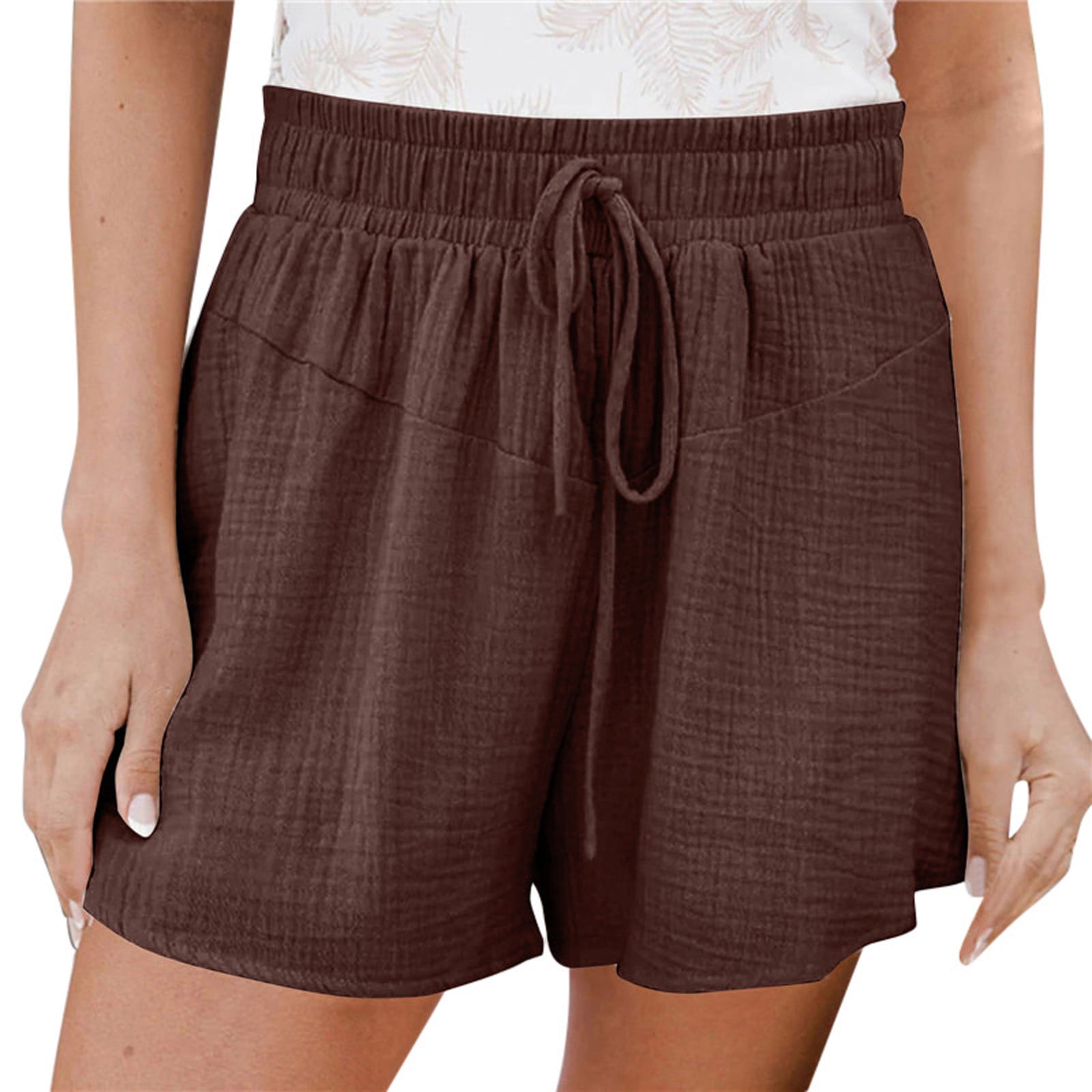 GWAABD Casual Pants for Women for Work Womens Casual Summer Elastic Waist Comfy Drawstring Detail Beach Shorts