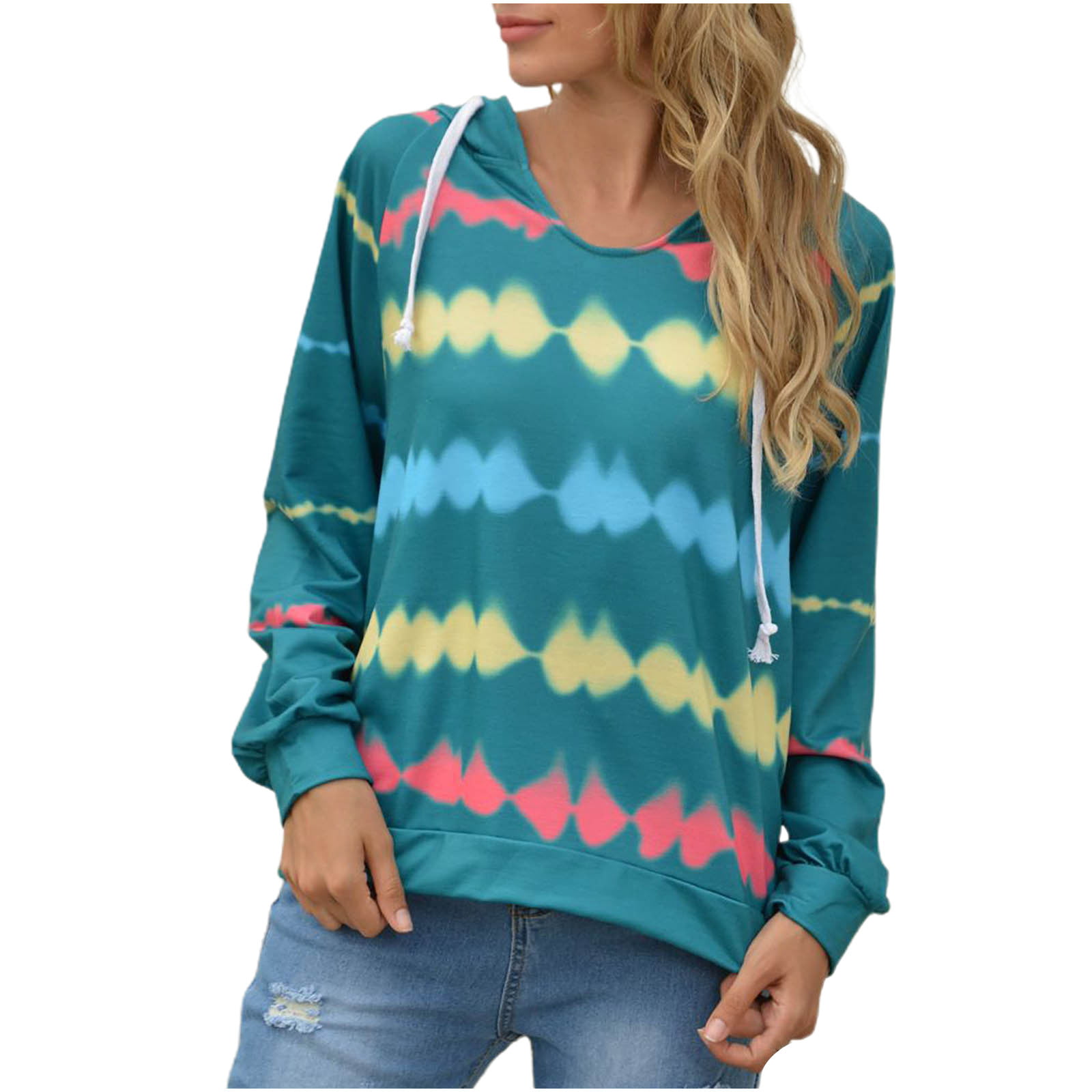 Women Hoodies Clearance Women S Autumn and Winter Long-Sleeved Printed Hooded Sweater Tops
