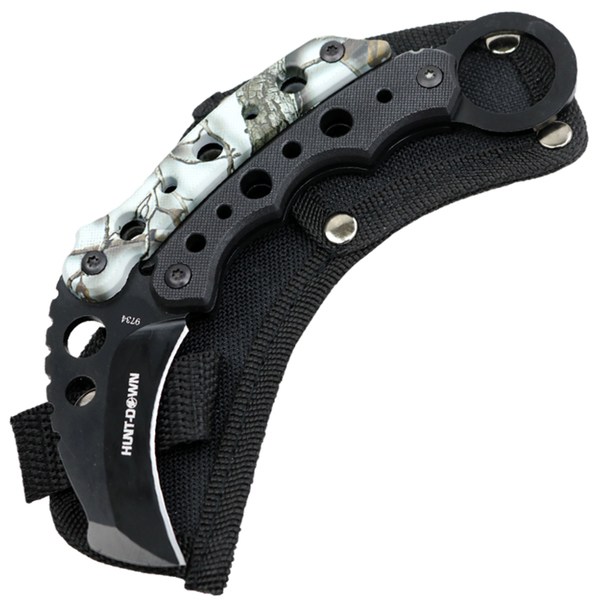 9734 6 in. Zomb-War Karambit Knife Tactical Combat Rescue - Winter Camo Handle