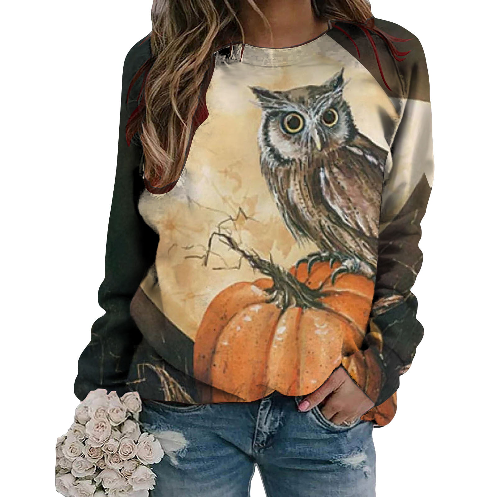 Halloween Costumes for Women Women S Halloween Printed Long Sleeves Round Neck Casual Pullover Tops Halloween Sweatshirts Shirts Top 4804