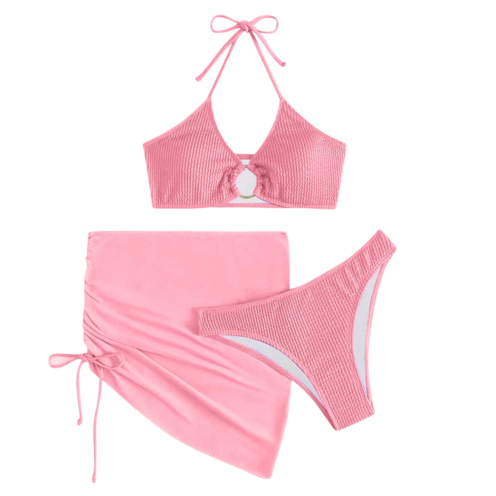 GWAABD High Waisted Bikini Sets for Women Pushup Womens Swimwear Cover Ups Open Front Beach Bikini Swimsuit Kimono Cardigan Cover up Long Flowy Beachw