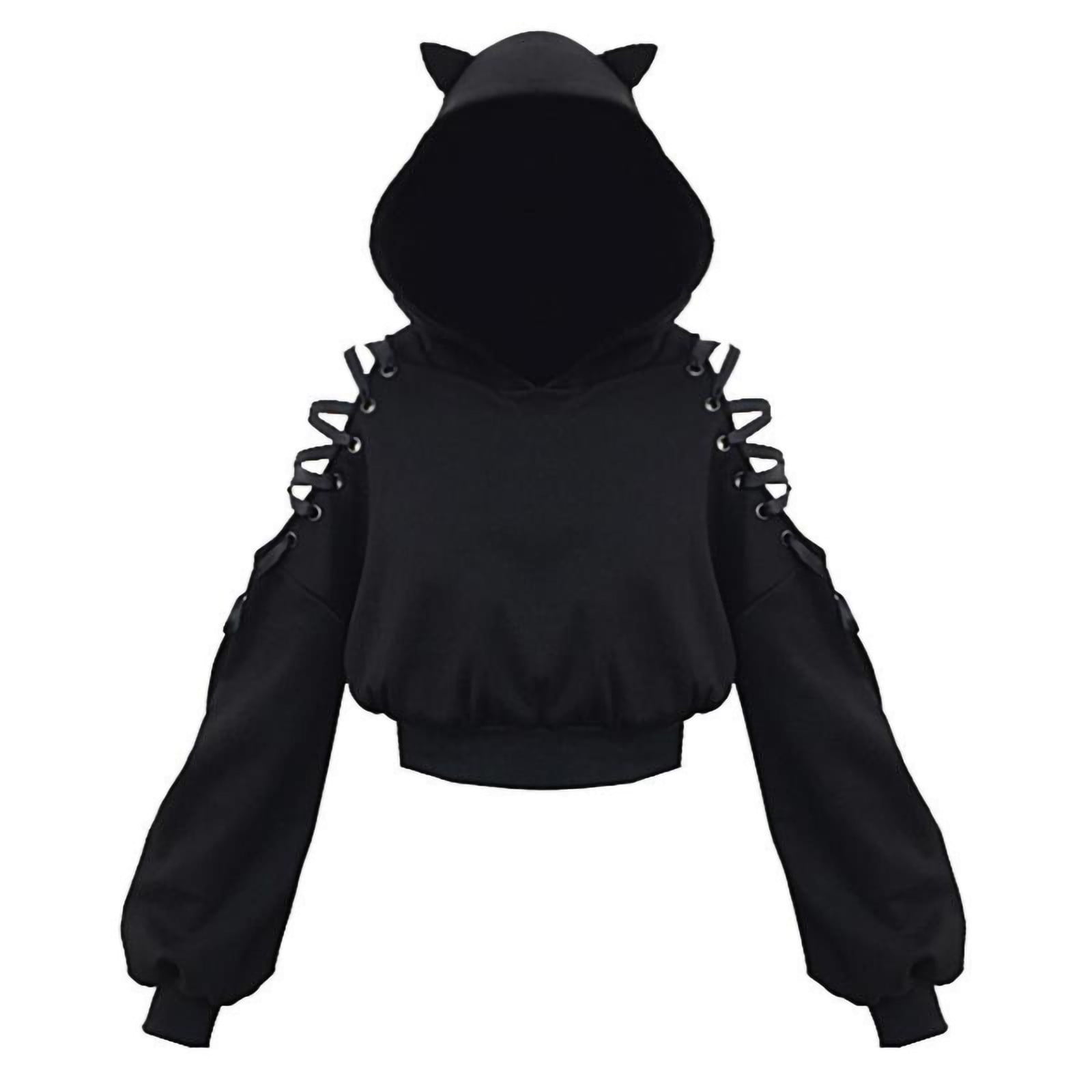 GWAABD Womens Collared Sweater Women S Cat Cute Long Ear Sweatshirt Hooded Pullover Sleeve Hoodie Blouse Women S Blouse