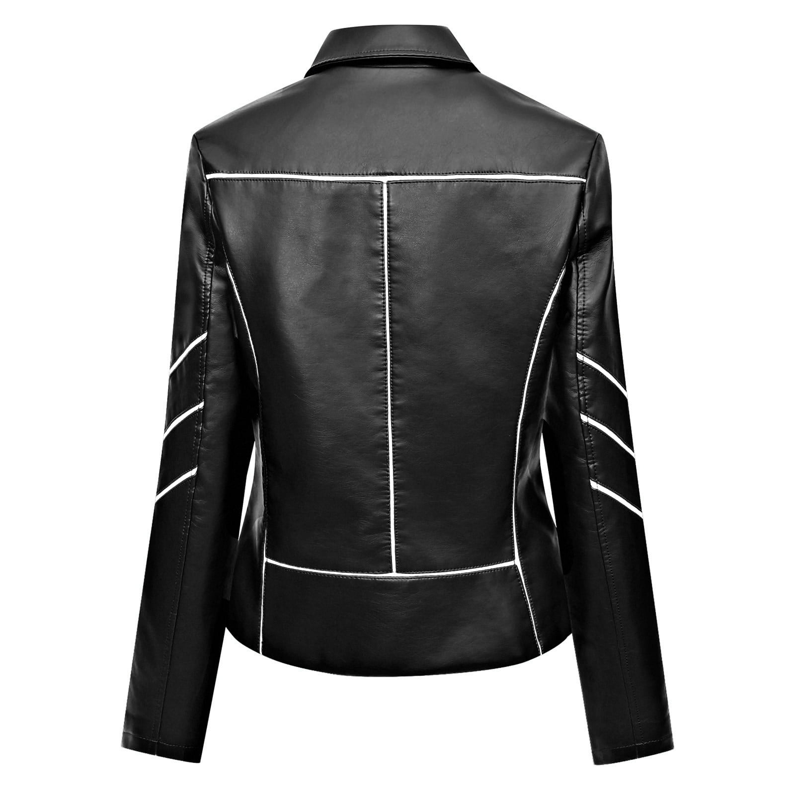 GWAABD Womens Oversized Jacket Women Coats Zipper Casual Long Sleeve Leather Soft Motorcycle Leather Short Special Jacket Coats