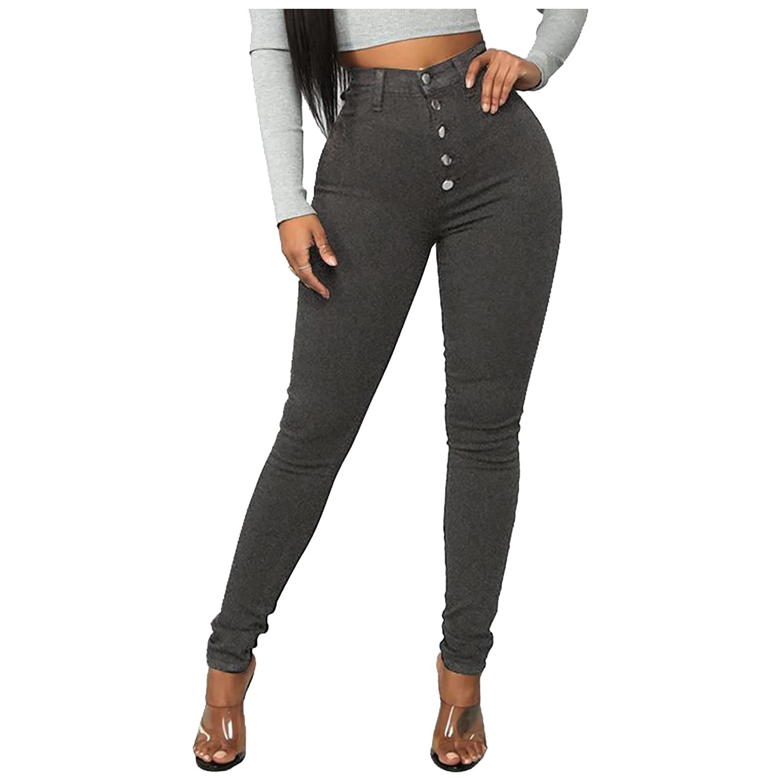 GWAABD Yoga High Waisted Pants Women Sport Trouser High Waist Jean 5 Button Push up Lifting Colombian Jeans Pant