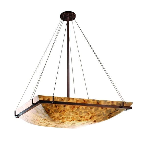 Justice Design ALR-9797-25-DBRZ Alabaster Rocks 8 Light 53 Inch Dark Bronze Pendant Bowl Ceiling Light in Incandescent