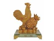 Rubber Finished Golden Rooster Statue with Pineapple