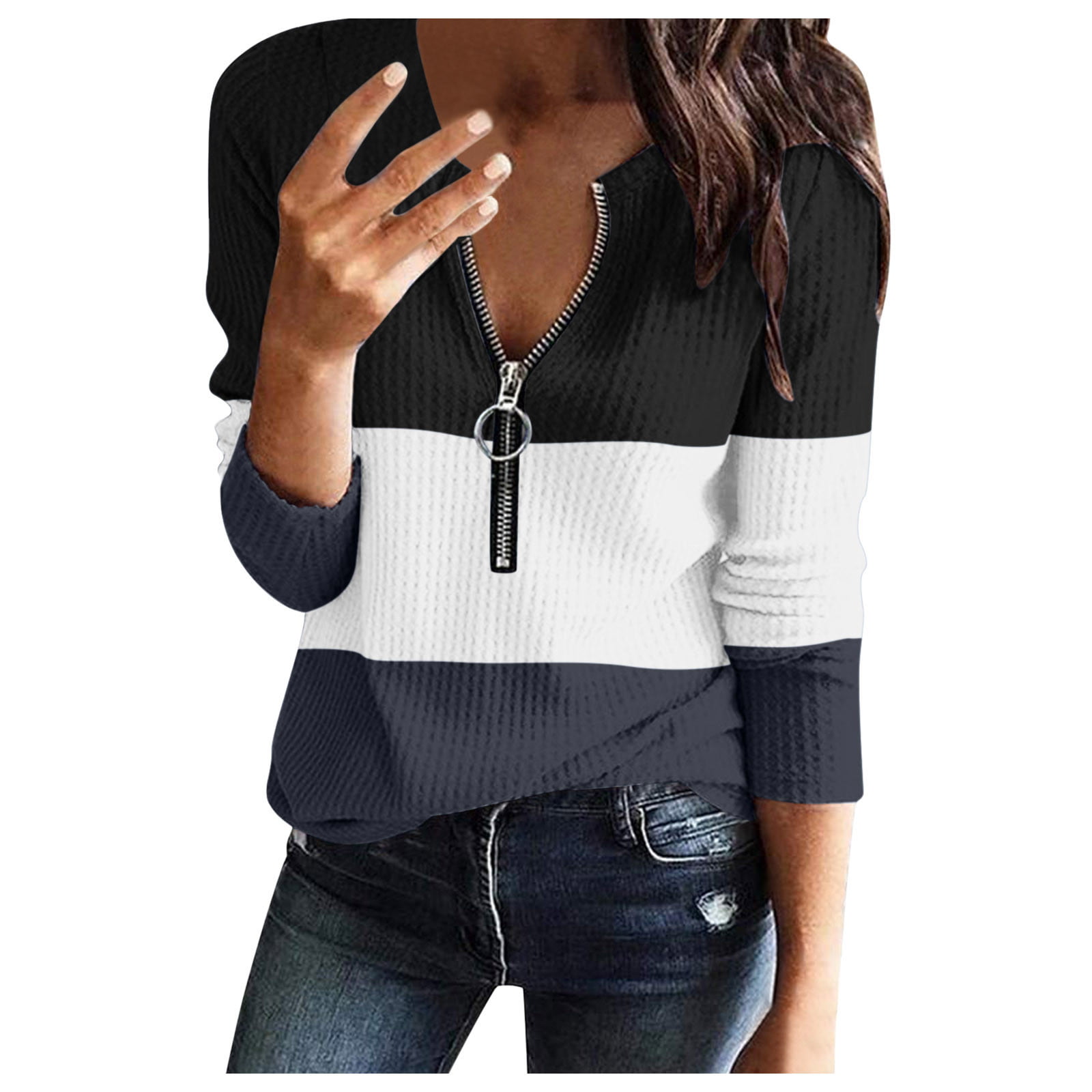 GWAABD Womans Sweatshirtshigh Neck Shirts for Women Women Tops V Neck Daily Fashion Shirt Tops