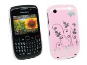 Kit Me Out Usa Hard Clip-on Case + Screen Protector with Microfibre Cleaning Cloth for Blackberry 8520 / 9300 Curve 3g - Super Slim Baby Pink Flowers