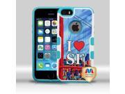 Apple iPhone 5 iPhone 5s iPhone Se Hard Cover and Silicone Protective Case - Hybrid I Love Sf Pop Art/ Tropical Teal Tuff Merge
