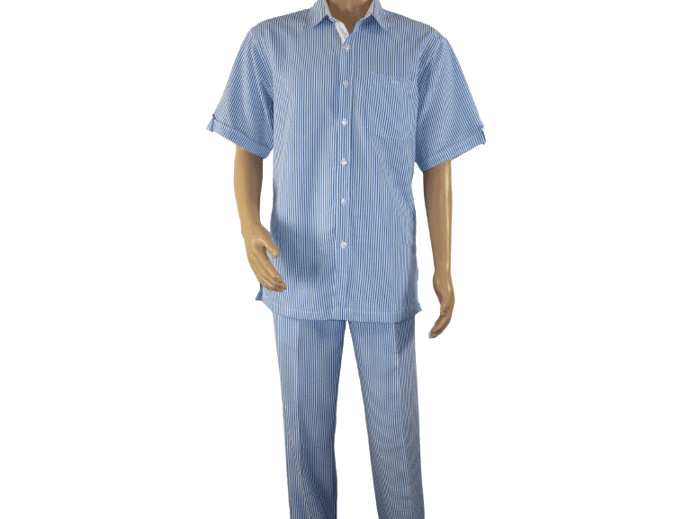 Mens Giorgio Inserti Seer Sucker Stripe 2pc Walking Leisure Suit 7287 Ocean Blue
