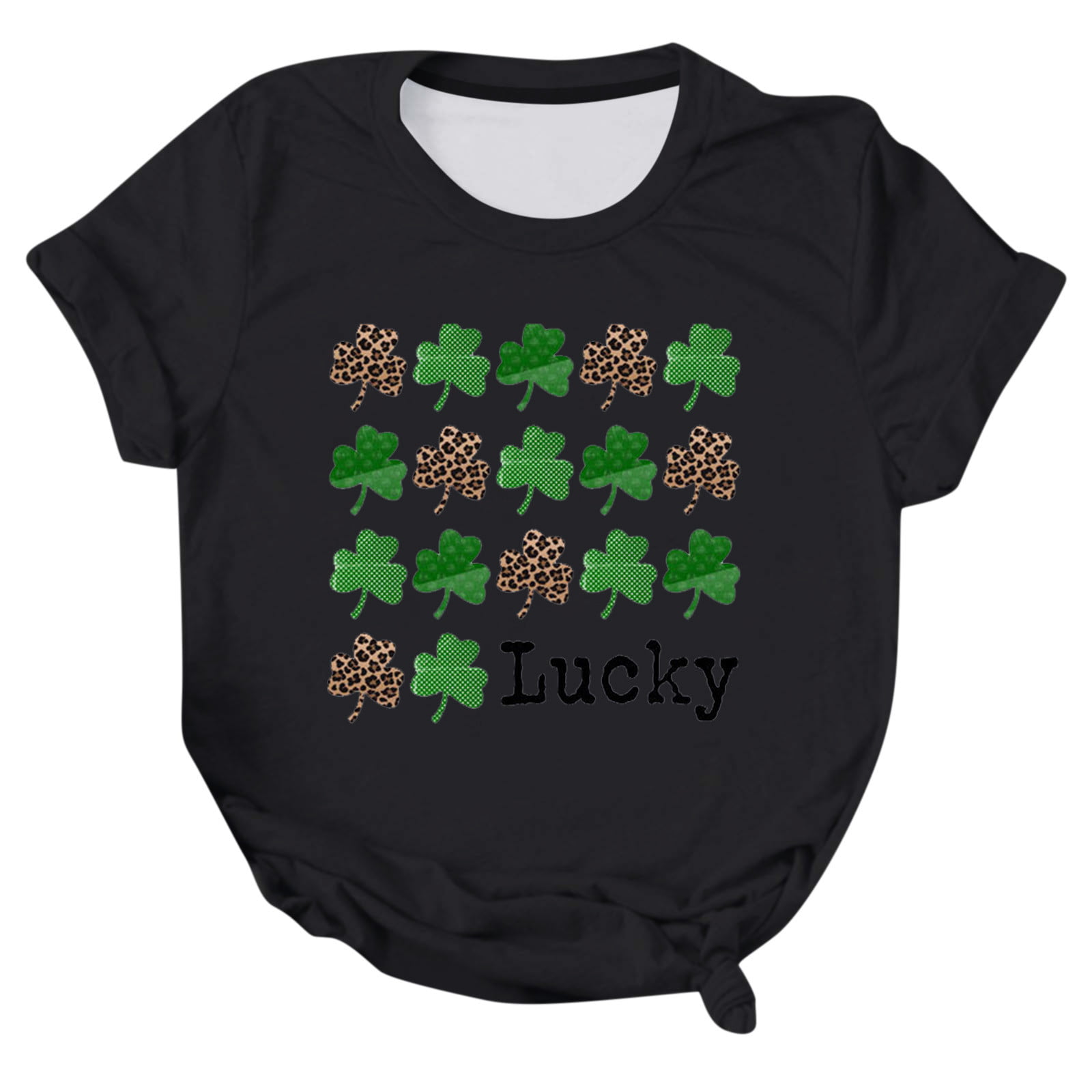 GWAABD Long Tunic Women St. Patrick S Day Fashion Casual Top Shirt Short Sleeve Leave Printed T-Shirt O Neck Elegant Loose Soft Top Blouse
