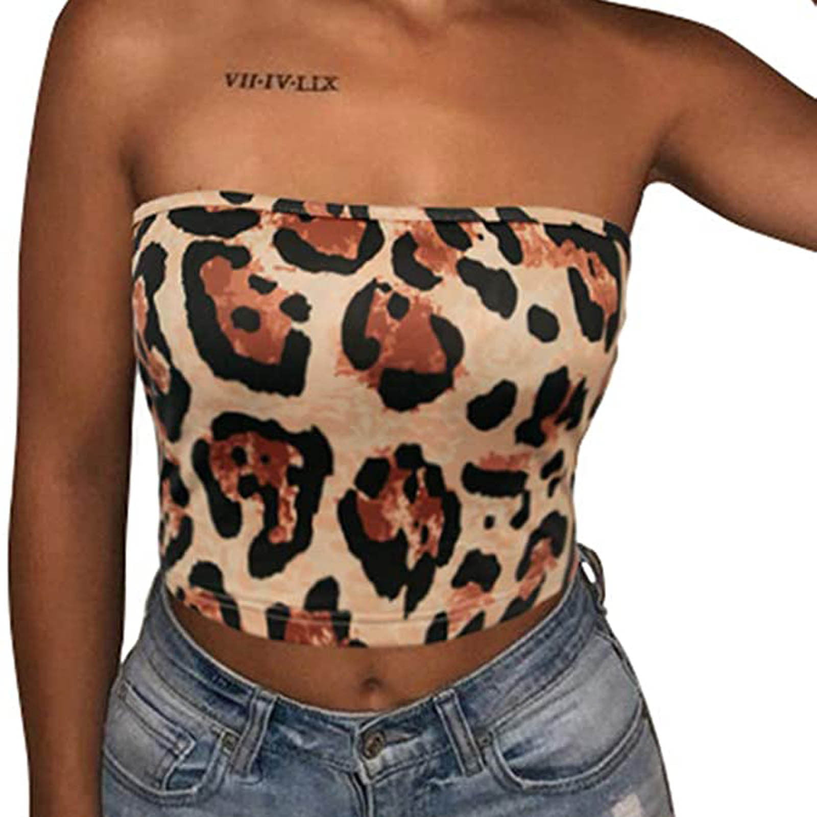 GWAABD Womens Tops Solid Top Stretchy Sleeveless Vest Strapless Top Crop Women S Women S Blouse