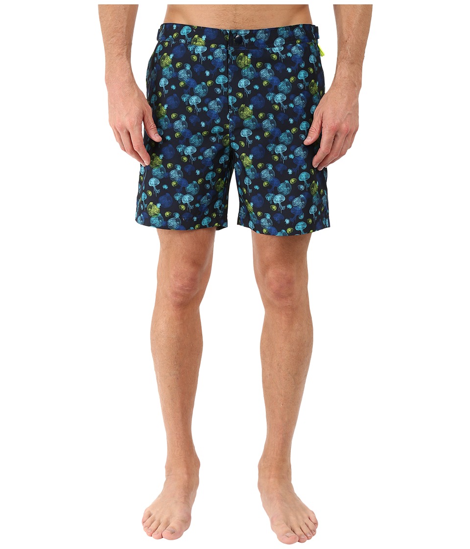 Original Penguin - Jellyfish Print Fixed Volley Swim Shorts (dark Sapphire) Men's Swimwear