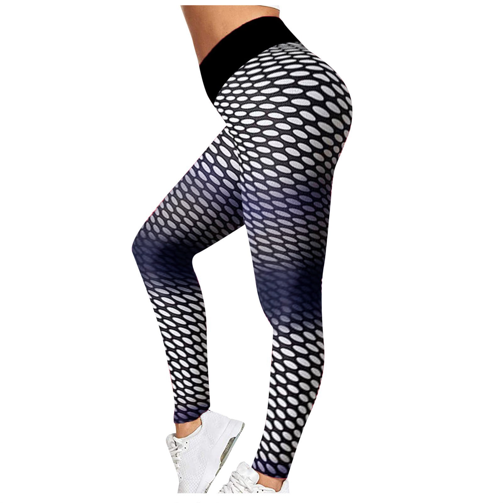 CLZOUD Women S Plus Size Yoga Grey Polyester Lift Polka Dot Yoga Pants Absorbent and Breathable Tight Exercise Pants