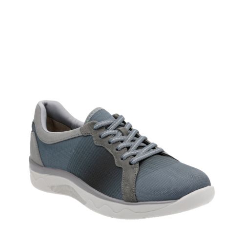 Clarks Womens Mckella Simone in Grey Synthetic Mesh, 5.5 Medium