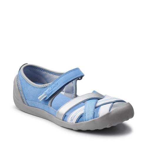 Clarks Girls Vara Treat in Blue, 9 Medium