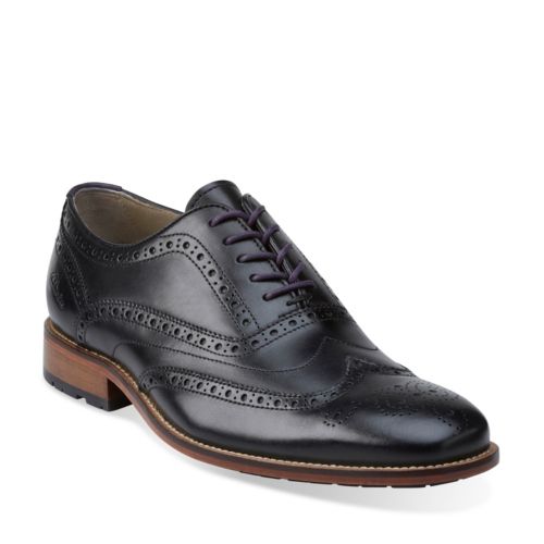Clarks Mens Penton Limit in Black Leather, 8.5 Medium