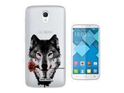 Alcatel Pop 4 - 2016 Gel Silicone Case All Edges Protection Cover C0459 - Cool Fun Trendy Wolf Colourful Animals Wildlife Woods Whimsical Rose