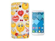 Alcatel Pop 4 - 2016 Gel Silicone Case All Edges Protection Cover C0216 - Adult Cool Smiley Faces Emoji Funky
