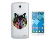Alcatel One Touch Pop 2 (4.7'') Gel Silicone Case All Edges Protection Cover C0458 - Cool Fun Trendy Wolf Colourful Animals Wildlife Woods Whimsical F