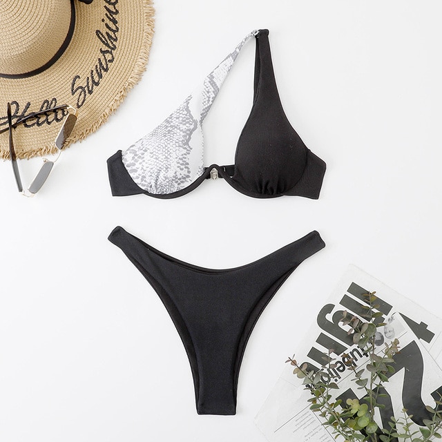 MrYGroup TBD Sexy Bikinis Swimsuits Cut Out Womens Swimwear 2023 One Shoulder Biquini High Cut Bathing Suits Push up Beach Bikini Set