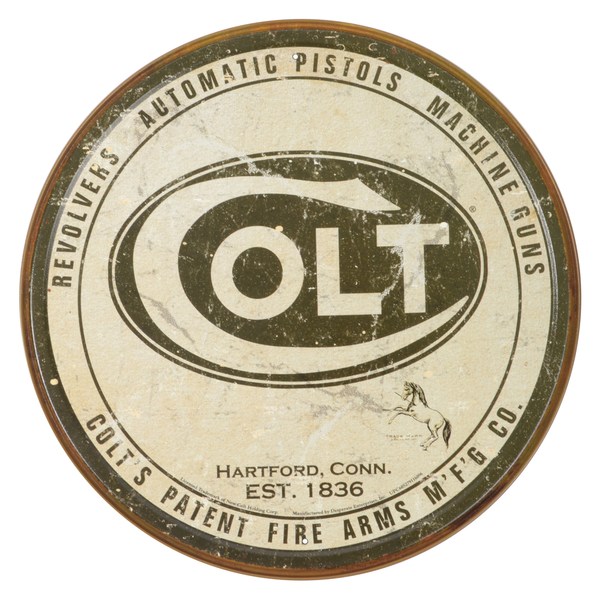 Vintage Metal Art 'colt' Decorative Round Tin Sign
