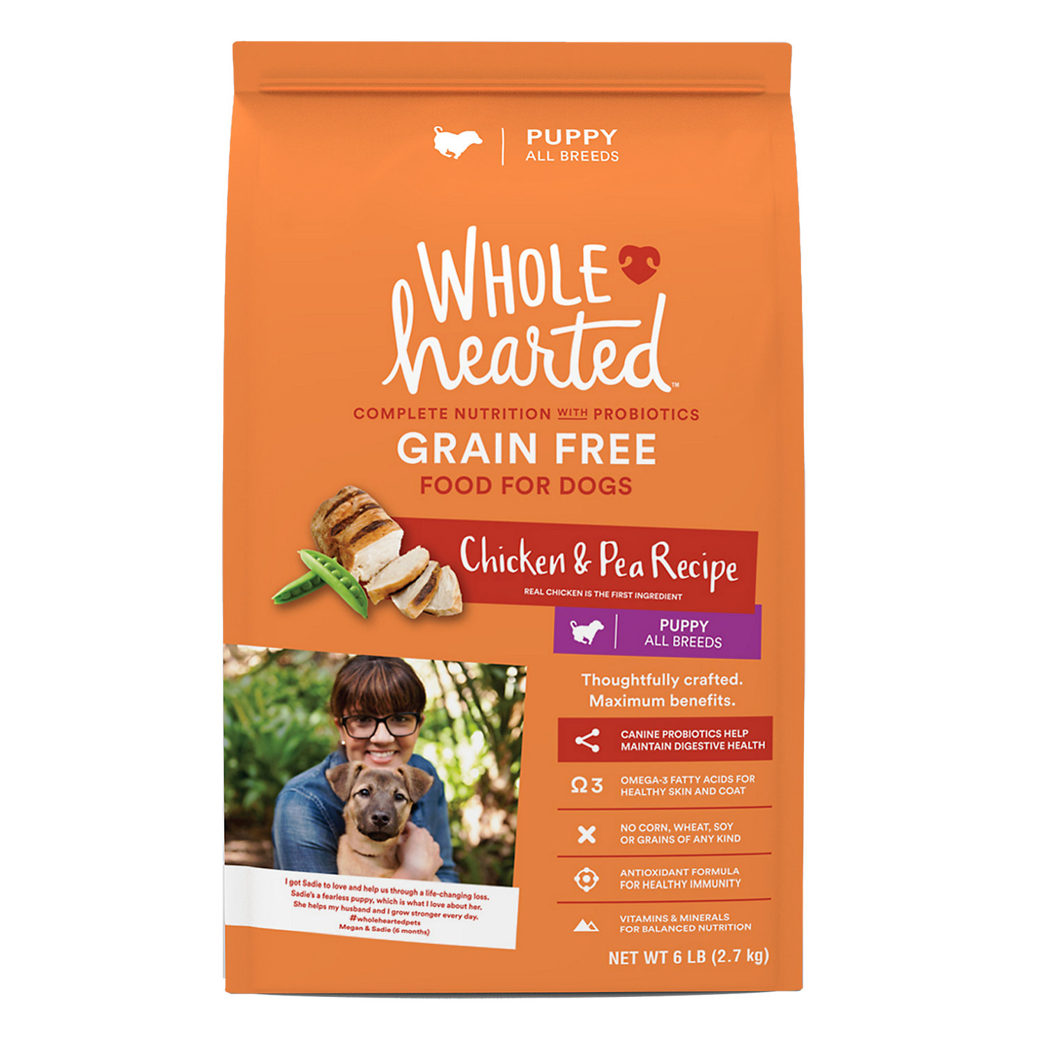 Wholehearted Grain Free Chicken and Pea Recipe Dry Puppy Food, 6 Lbs.