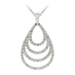 Icz Stonez Sterling Silver Cubic Zirconia Striped Teardrop Necklace