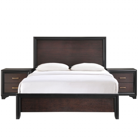 Modway Furniture Mod-5330-wal-set Madison 3 Piece Queen Bedroom Set Walnut - 88.5 X 64.5 X 52 in.