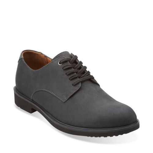 Clarks Mens Riston Plain in Black Leather, 10.5 Medium