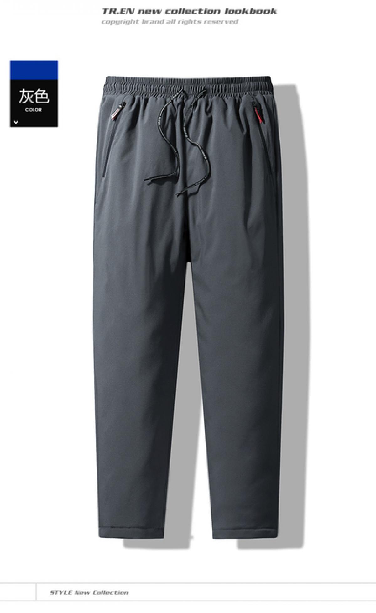 Autumn/Winter Men‘s Casual Cotton-padded Trousers Men Solid Thick Warm Pants Lace-up Cotton Pant Male Size S-5XL 3 Colors 9021