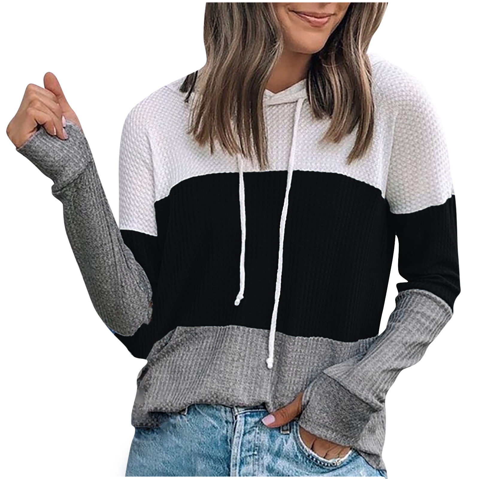 Women Fall Hoodies Clearance Women S Printed Long Sleeve Pocket Loose Top Hooded Pullover