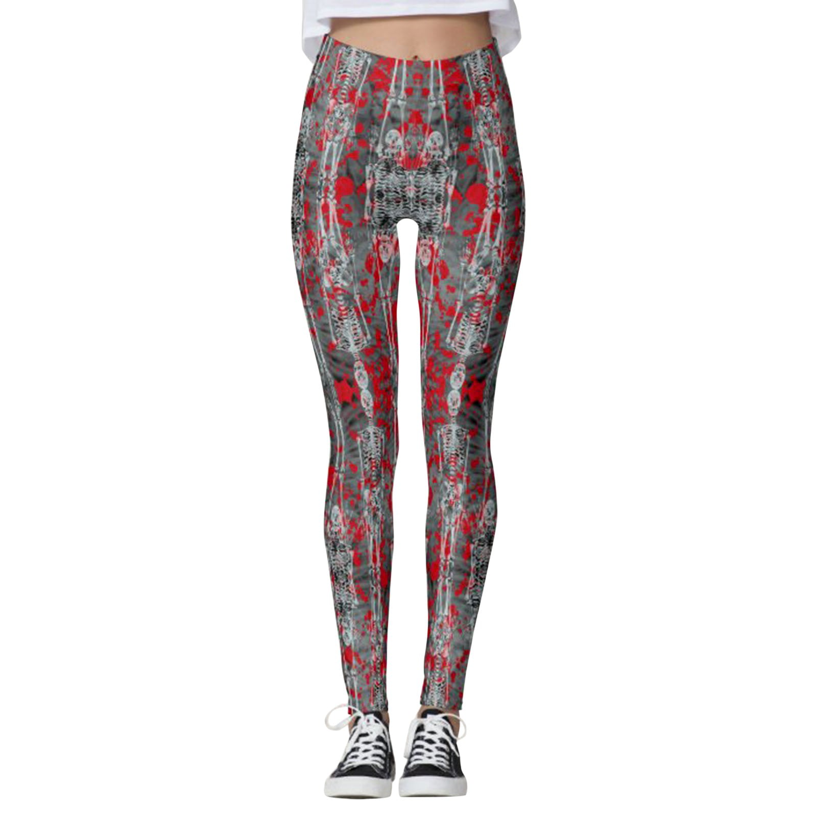 CLZOUD Yoga Work Pants Grey Polyester Women Yoga Pants Stretch Printed Leggings Print Womens Yoga Running Daily Fitness Sports High Pants