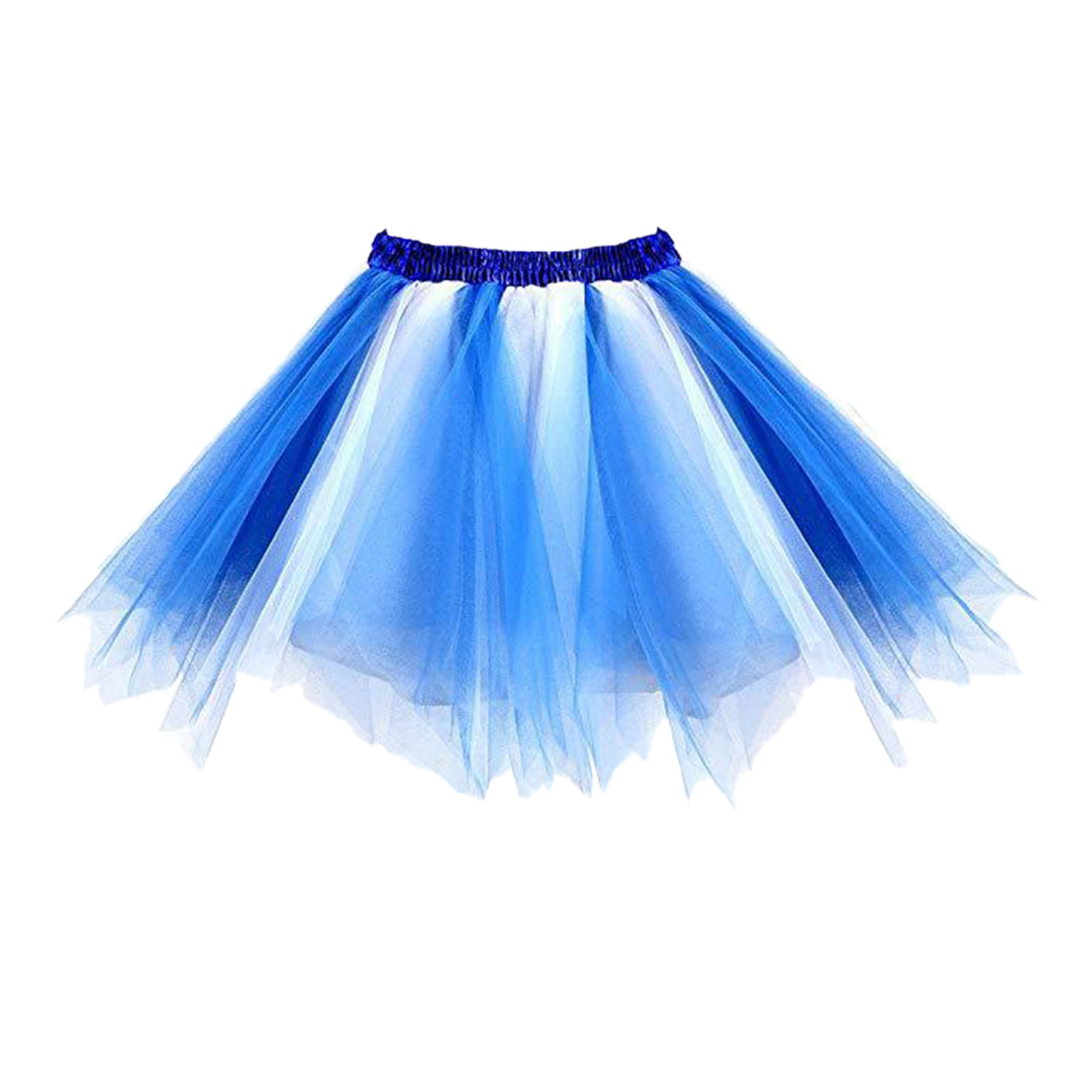 CLZOUD Casual Dress for Women Blue Organza Woman Tutu Princess Skirt Fluffy Mixed Color Skirt Supporting Studio Photography Skirt M