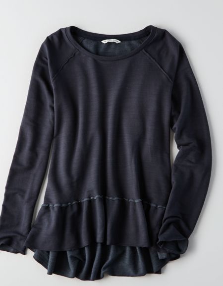 Ae Long Sleeve Ruffle Top