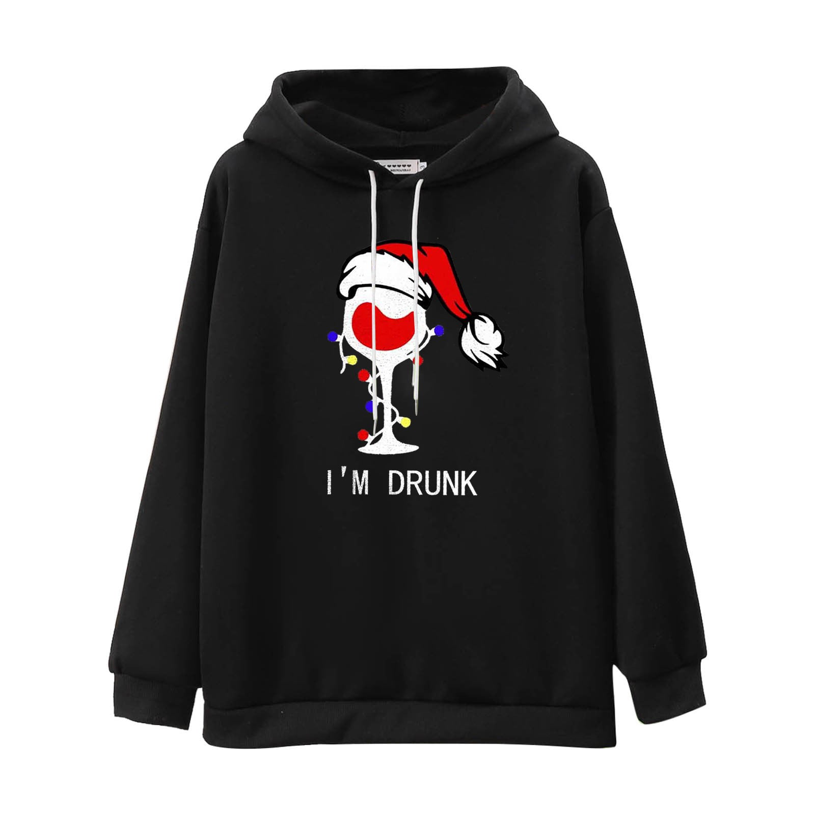 GWAABD Oversized Sweater Womens Ladies Casual Solid Color Print Long Sleeve Pullover Hooded Sweatshirt