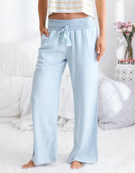 Aerie Wide Leg Chambray Pant