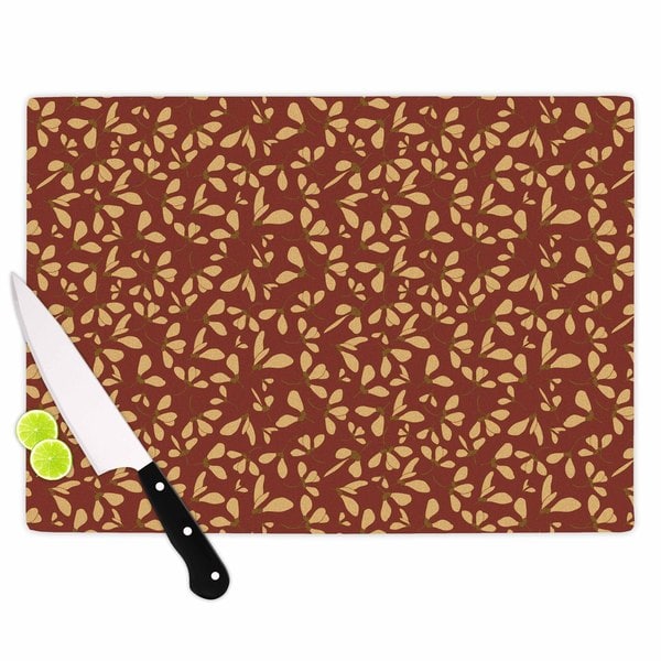 Kess Inhouse Mayacoa Studio 'under the Golden Hour' Gold Floral Cutting Board