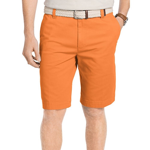 Izod Mens Flat Front Washed Chino Shorts-42w,sour Orange