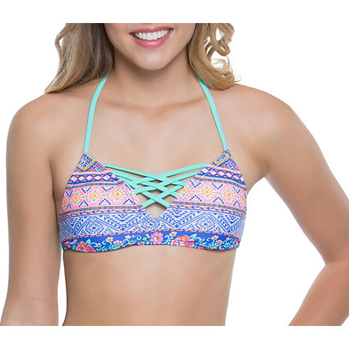Malibu Dream Girls Juniors Mayan Bralette Swim Top-small,mint Green/multi